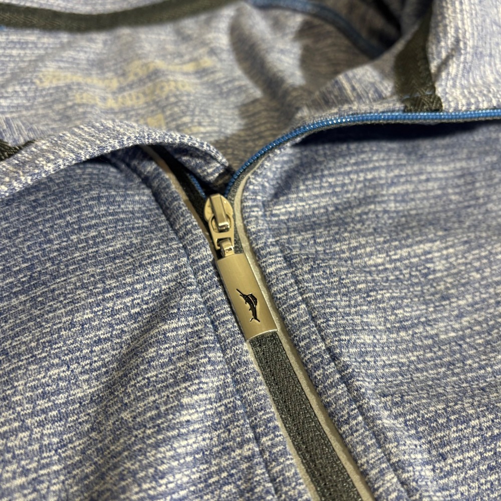 Tommy Bahama IslandZone Mens Blue Space Dye Quarter Zip Pullover Sweater Medium - Picture 5 of 9